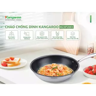 Chảo inox 20cm chống dính đáy từ Kangaroo KG3IF2001