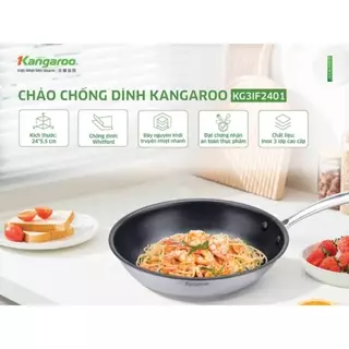Chảo inox 24cm chống dính đáy từ Kangaroo KG3IF2401