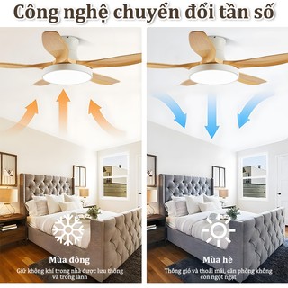 【COD】Quạt trần phòng khách Gogeou đèn quạt 5 cánh trần phòng khách 52inch cổ ngắn đèn quạt trần