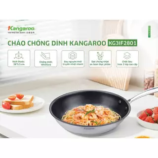 Chảo inox 28cm chống dính đáy từ Kangaroo KG3IF2801