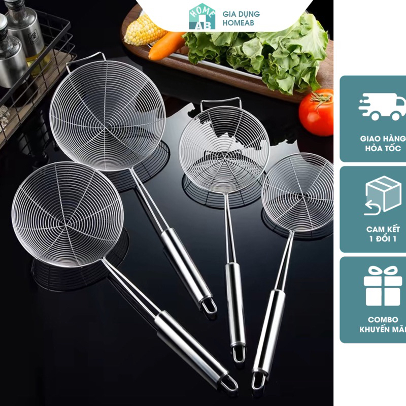 Vợt Thực Phẩm Inox Cao Cấp Không Gỉ Đủ Kích Thước, Vợt Lưới Inox Vợt ...