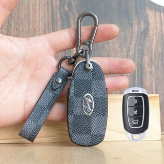 Bọc chìa khóa accent,ốp chìa khóa santafe,Bao da chìa khóa kona,Bao da chìa khóa accent 3 nút bấm (HC3 Móc D)