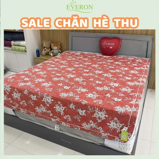 Chăn hè thu/ chăn 4 mùa/ vỏ chăn Everon chính hãng màu cam in hoa lá EPM 20064 chất Modal (sồi)