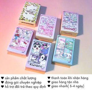Card Sanrio Kuromi Cinnamoroll Melody Hộp 50 Hình Bo Góc Cute Lomo Hologram Timo QT68