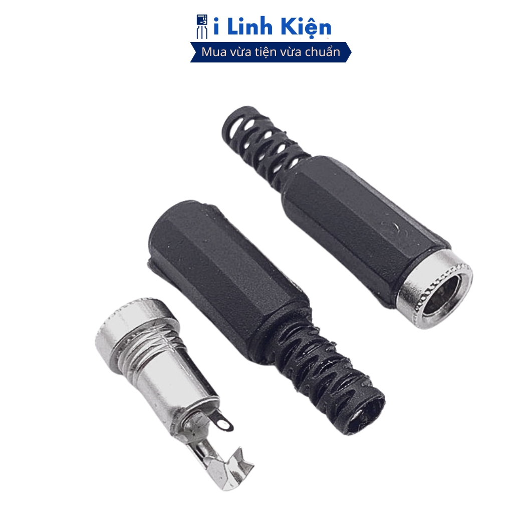 Jack nguồn DC cái 5.5x2.1mm 5.5x2.5mm đấu dây vỏ nhựa chính hãng Ilinhkien