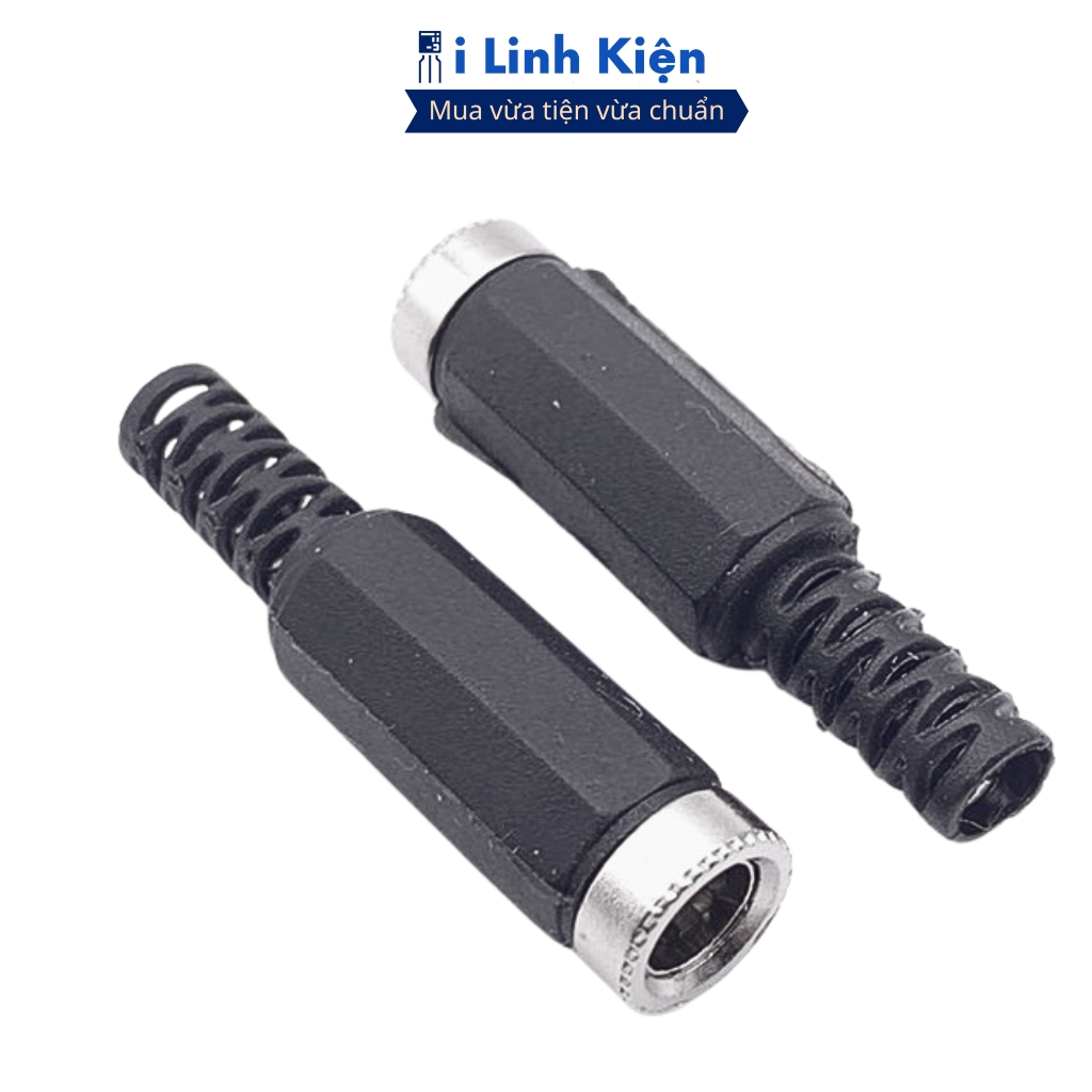 Jack nguồn DC cái 5.5x2.1mm 5.5x2.5mm đấu dây vỏ nhựa chính hãng Ilinhkien