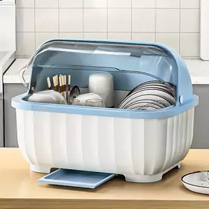 Kệ Úp Bát Đĩa Có Nắp Đậy Tránh Bụi Bẩn, Chạn Bát Bontra Nhựa Cao Cấp Kèm Khay Ráo Nước