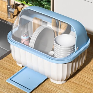 Kệ Úp Bát Đĩa Có Nắp Đậy Tránh Bụi Bẩn, Chạn Bát Bontra Nhựa Cao Cấp Kèm Khay Ráo Nước
