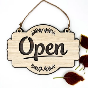Bảng gỗ trang trí 2 mặt Open Closed treo trước cửa decor cửa hàng, nhà hàng, khách sạn, quán cafe