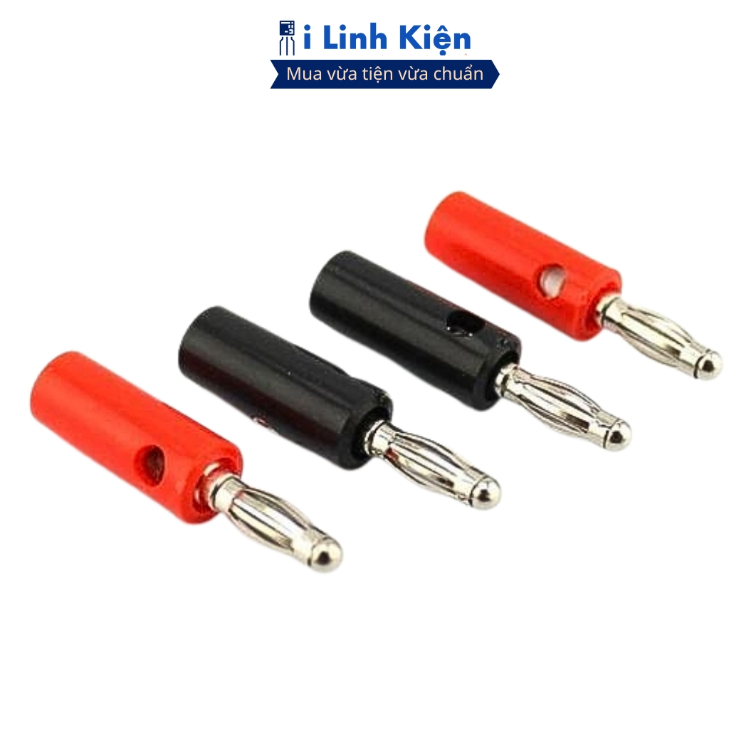 Jack bắp chuối đực 4mm loại thường mạ bạc đen/đỏ/xanh lá/xanh dương/vàng chính hãng Ilinhkien