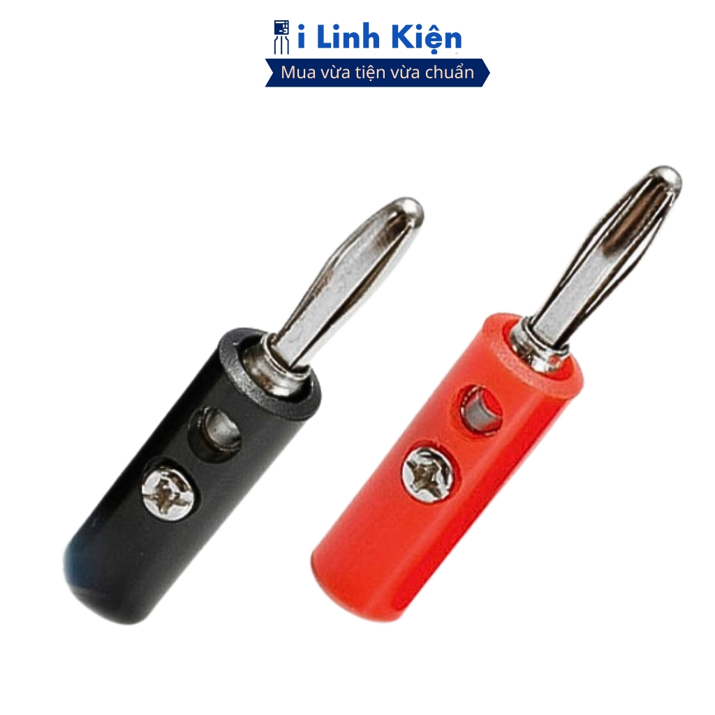 Jack bắp chuối đực 4mm loại thường mạ bạc đen/đỏ/xanh lá/xanh dương/vàng chính hãng Ilinhkien
