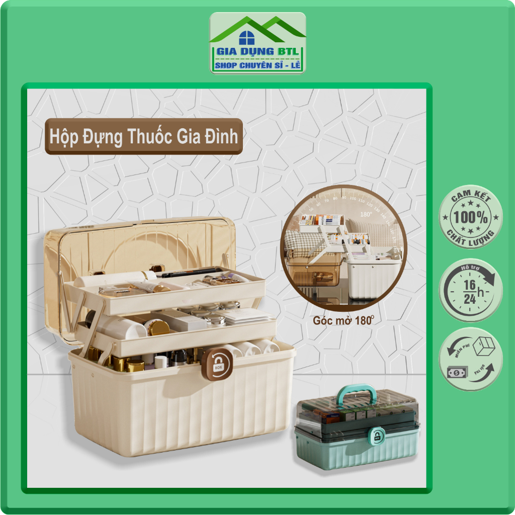Hộp đựng thuốc gia đình Toshudo, đựng thuốc, đồ dùng y tế và đồ mỹ phẩm