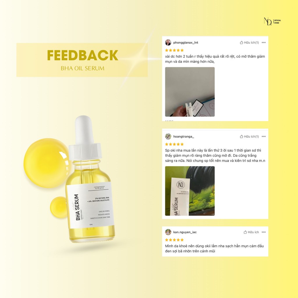 Combo 2 Bha Serum 8% ND 15ml Giảm Mụn, Viêm Nang Lông,...