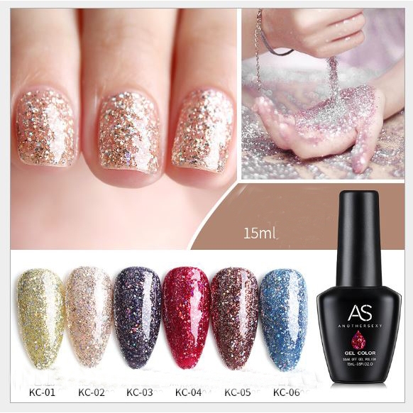 Sơn gel AS chọn lẻ 6 màu nhũ KC chai 15ml