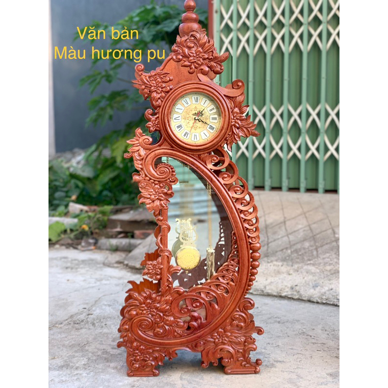 đồng hồ gỗ hương đá cao 1m17 rộng 45 sâu 16