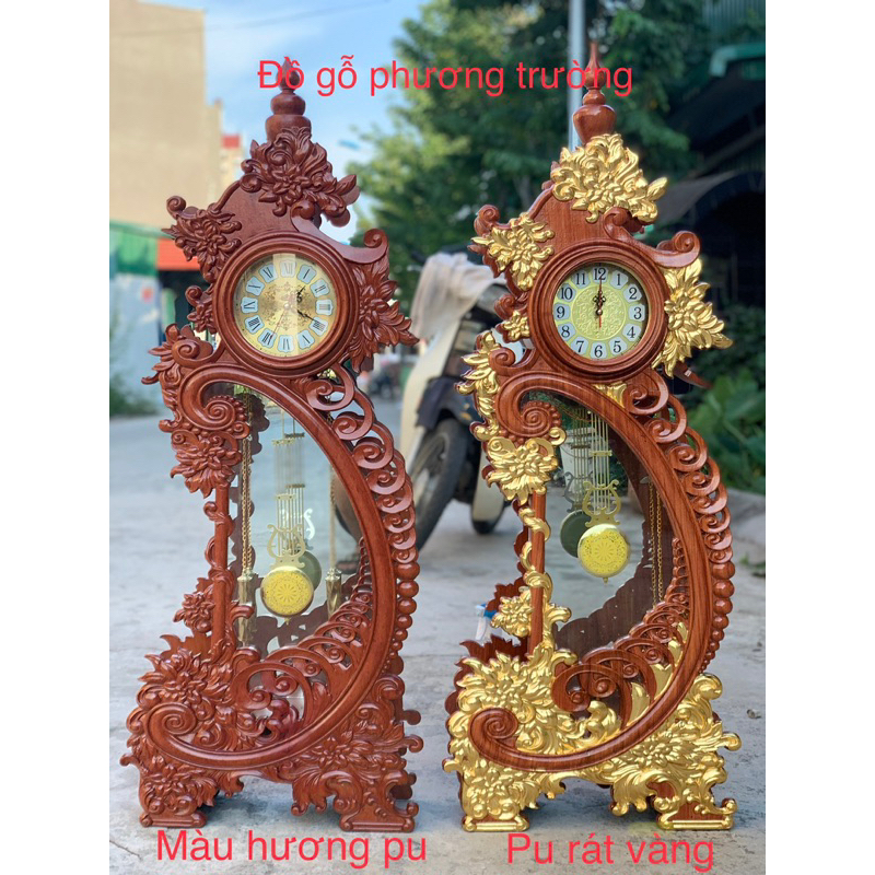 đồng hồ gỗ hương đá cao 1m17 rộng 45 sâu 16