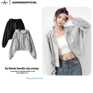 Áo Khoác Hoodie Nỉ Croptop Mũ Siêu To, Áo Hoodie Zip Lửng Dày Dặn Form Rộng, Dáng Ngắn Siêu Xinh