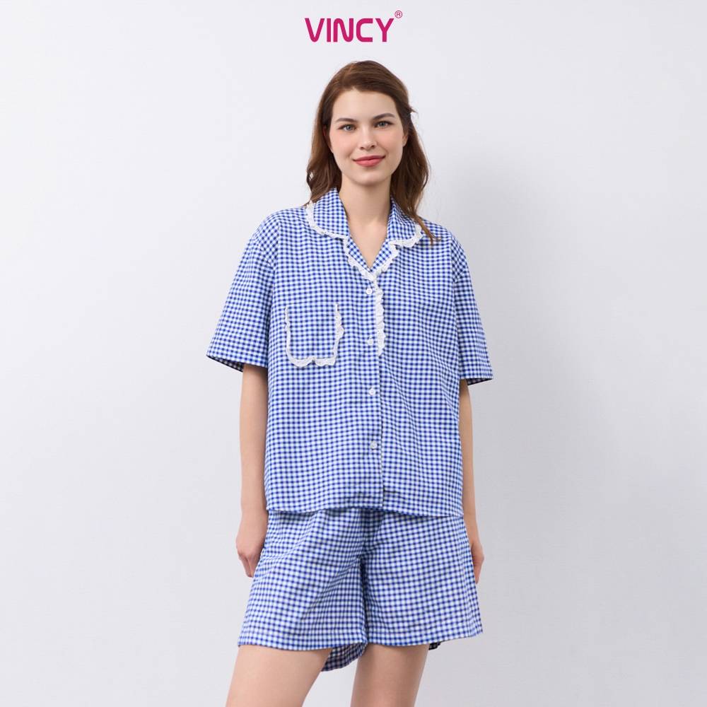 Ảnh Bộ pijama short chất kate có phối ren, họa tiết màu sắc cho Noel BSK010W41 4