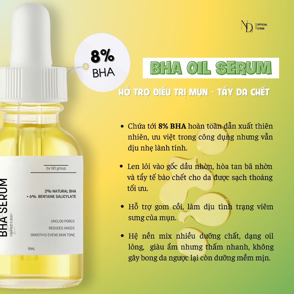 Combo 2 Bha Serum 8% ND 15ml Giảm Mụn, Viêm Nang Lông,...
