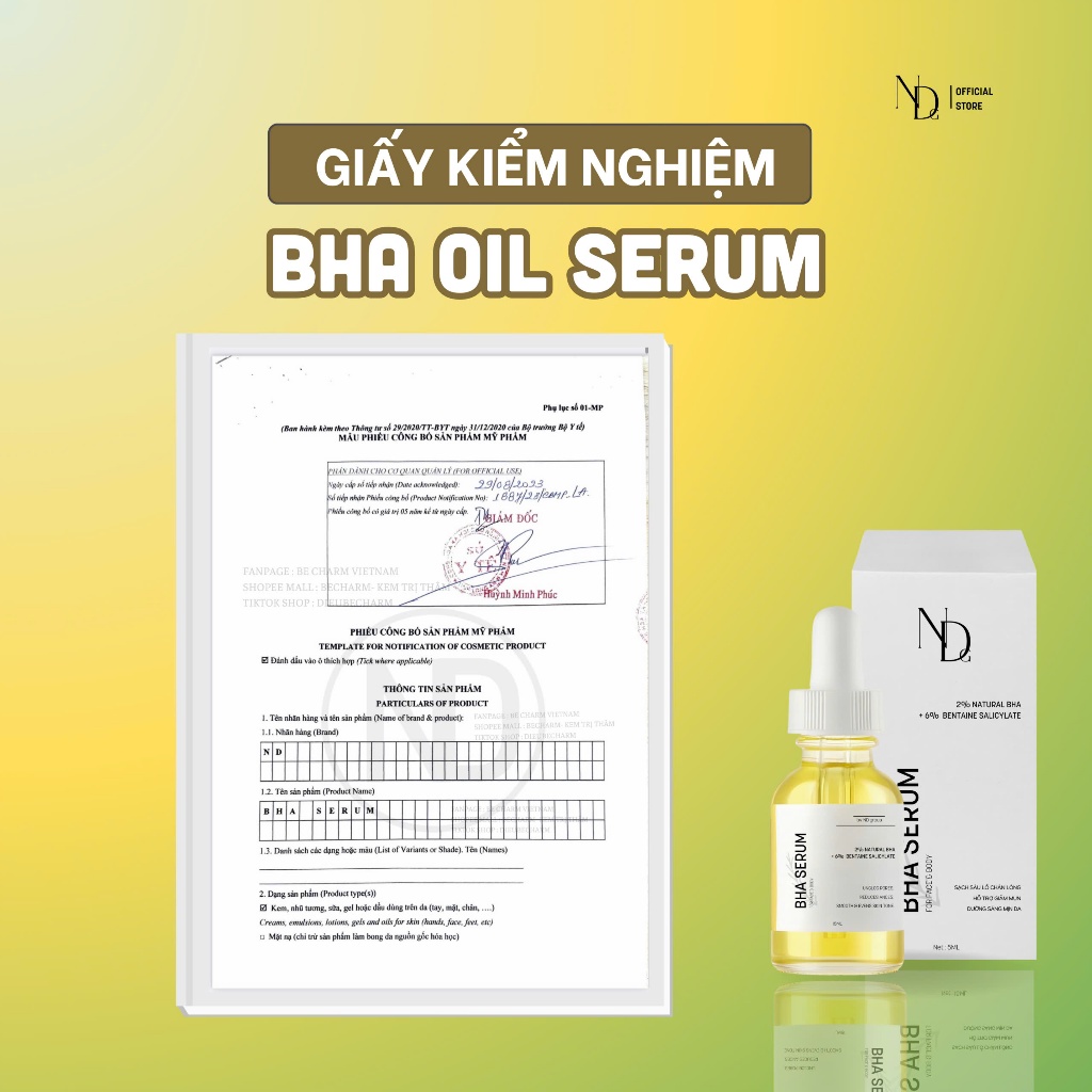 Combo 2 Bha Serum 8% ND 15ml Giảm Mụn, Viêm Nang Lông,...