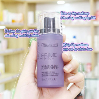 XỊT KHÓA NỀN CATRICE LONG LASTING PRIME AND FINE MULTITALENT FIXING SPRAY GIỮ LỚP MAKEUP LÂU TRÔI CĂNG BÓNG DA 50ML