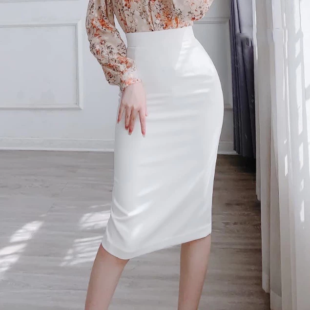 Chân Váy Bút Chì 2 Lớp Dài Qua Gối Có Cạp Chân Váy Công Sở Dáng Dài Có Xẻ Sau Susuclothing BC68