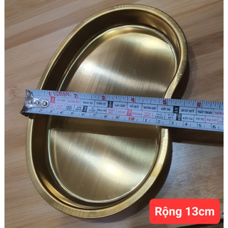 -Khay hạt đậu và hũ bông 8cm mạ màu vàng sáng bóng