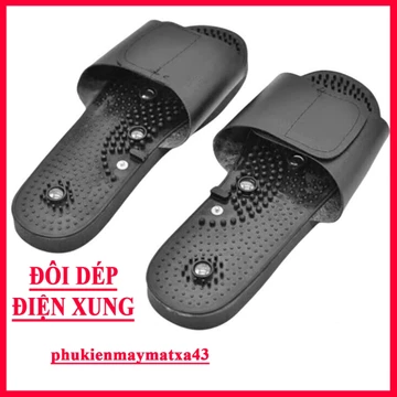 Đôi dép massage điện xung màu đen dùng cho các loại máy vật lý trị liệu, máy massage điện xung