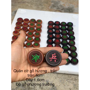 quân cờ tướng gỗ trắc , hương , xà cừ đục nổi 4cm dày 1,6cm