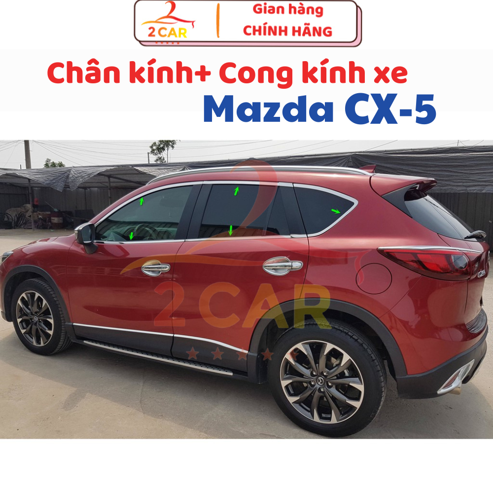 Nẹp viền chân kính và viền cong kính xe Mazda CX5 , CX-5 2014- 2015 2016 2017 Hàng inox cao cấp