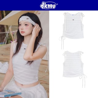 Áo ba lỗ nữ DKMV màu trắng có thắt nơ lệch một bên siêu đáng yêu Silas Top | K-T14
