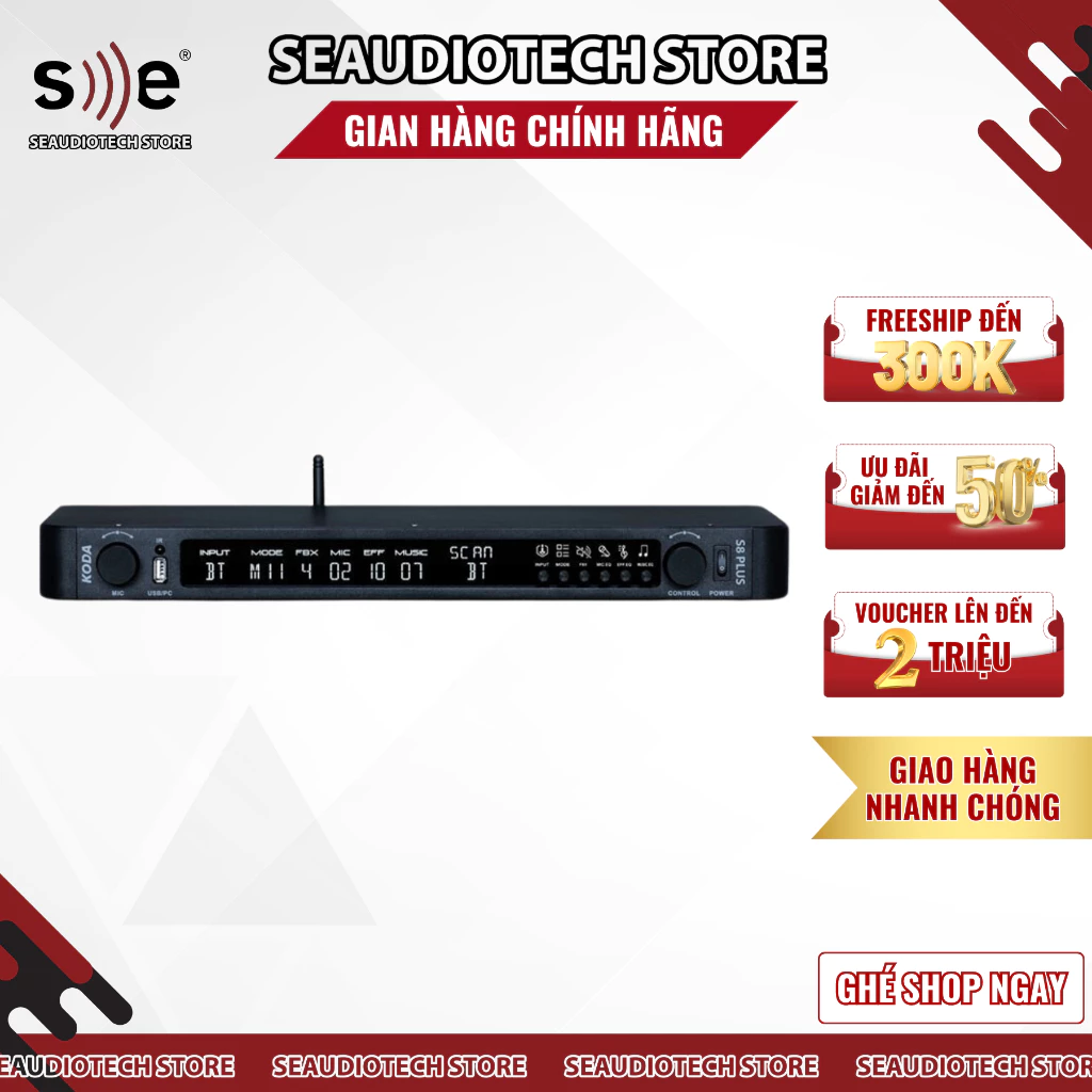 Vang Số Koda S8 PLUS 💥 HÀNG CAO CẤP 💥 Vang Số Hiệu Ứng Echo Reverb Mượt Mà, Có Bluetooth 6.0, 16 Mod