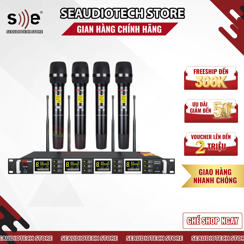 Micro không dây 4 micro GUTIN GMS122 💥HÀNG CAO CẤP💥 Micro Karaoke Đức Thiết Kế Hiện Đại, Chất Lượng