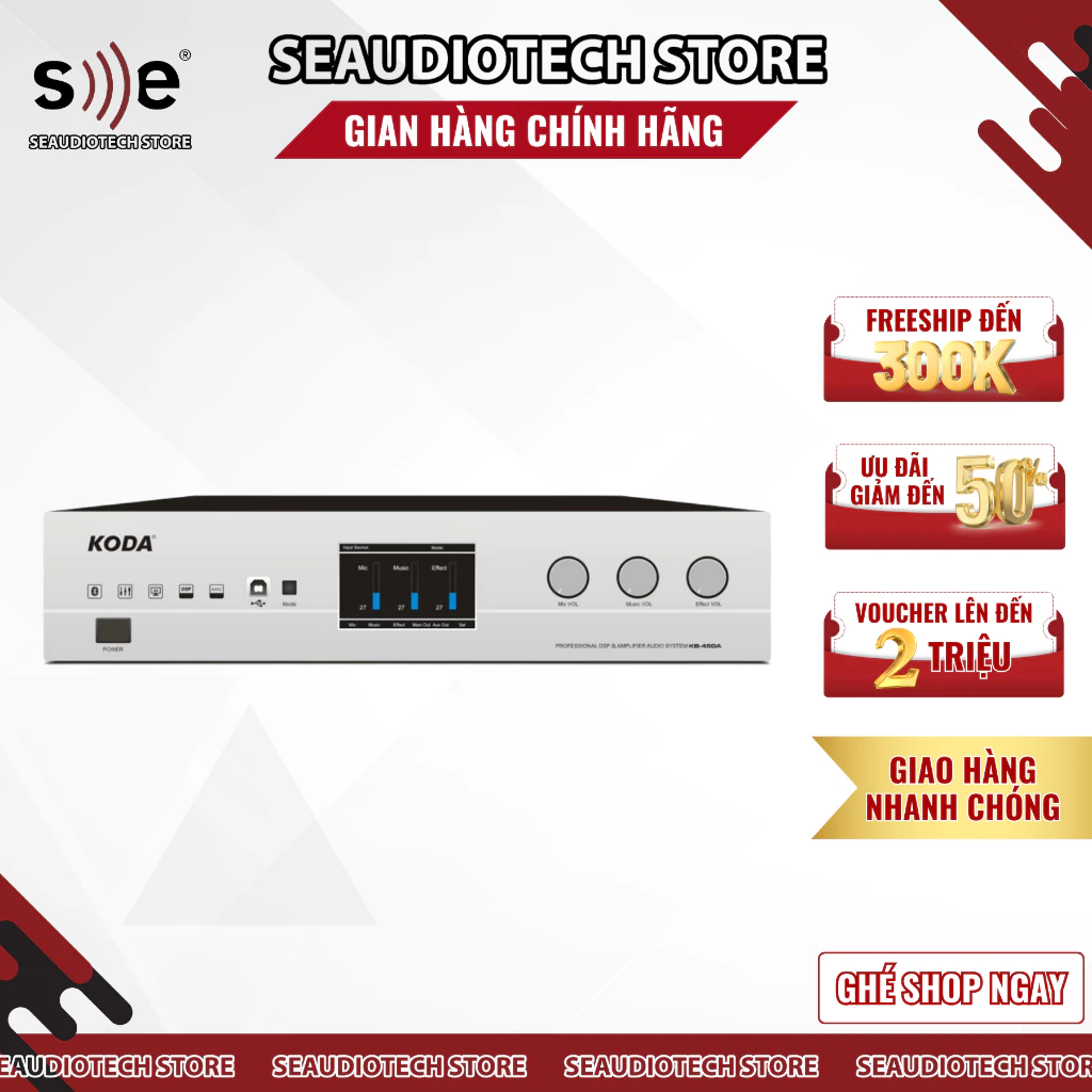 Amply Liền Vang Số Koda KB450A  💥 HÀNG CAO CẤP 💥 Amply Kỹ Thuật Số Hỗ Trợ DSP, Màn Hình Màu Lớn
