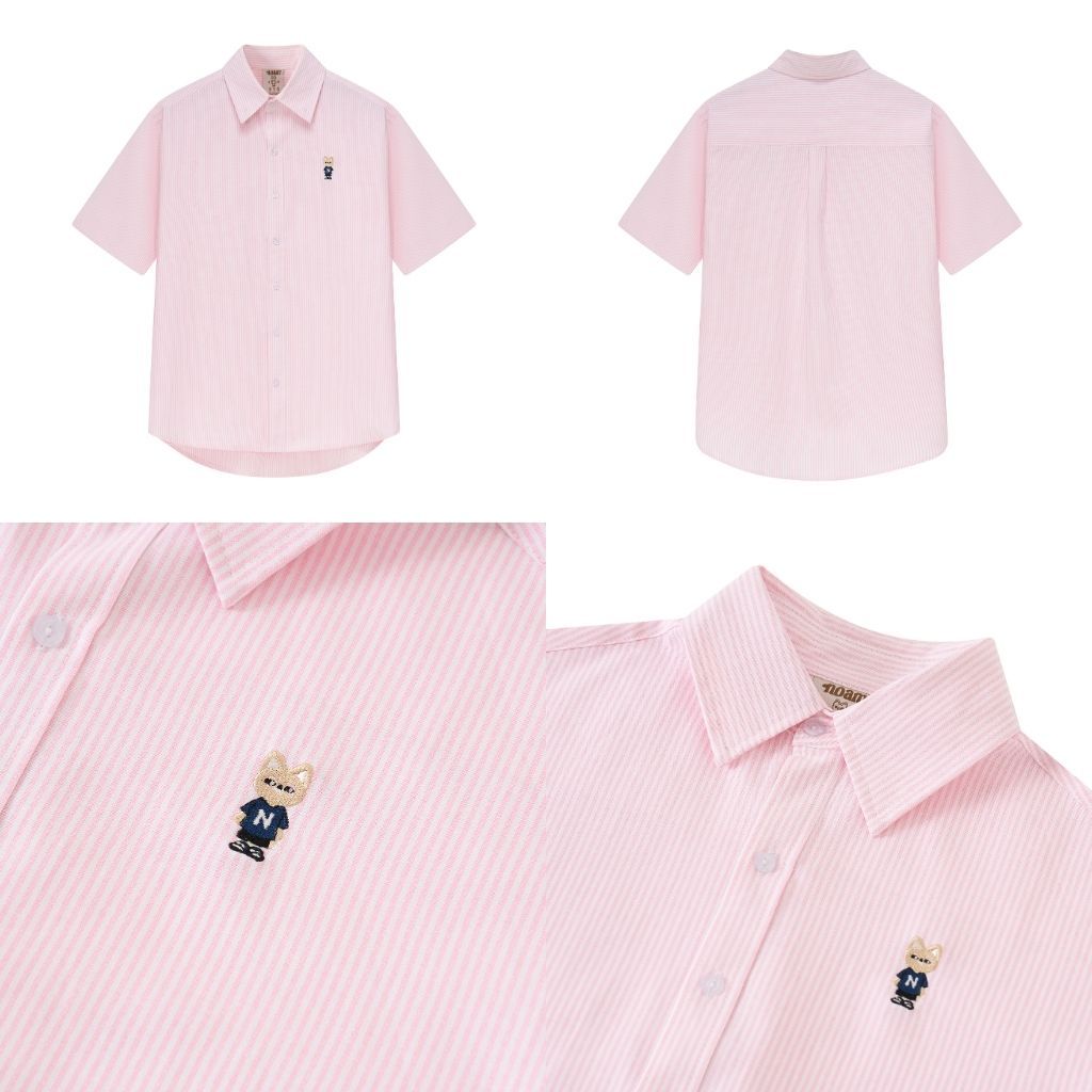 Ảnh Áo Sơ Mi Ngắn Tay Form rộng NOAM Oxford - Màu trắng/ xanh/ hồng kẻ sọc/ đỏ kẻ sọc/ xanh kẻ sọc 3