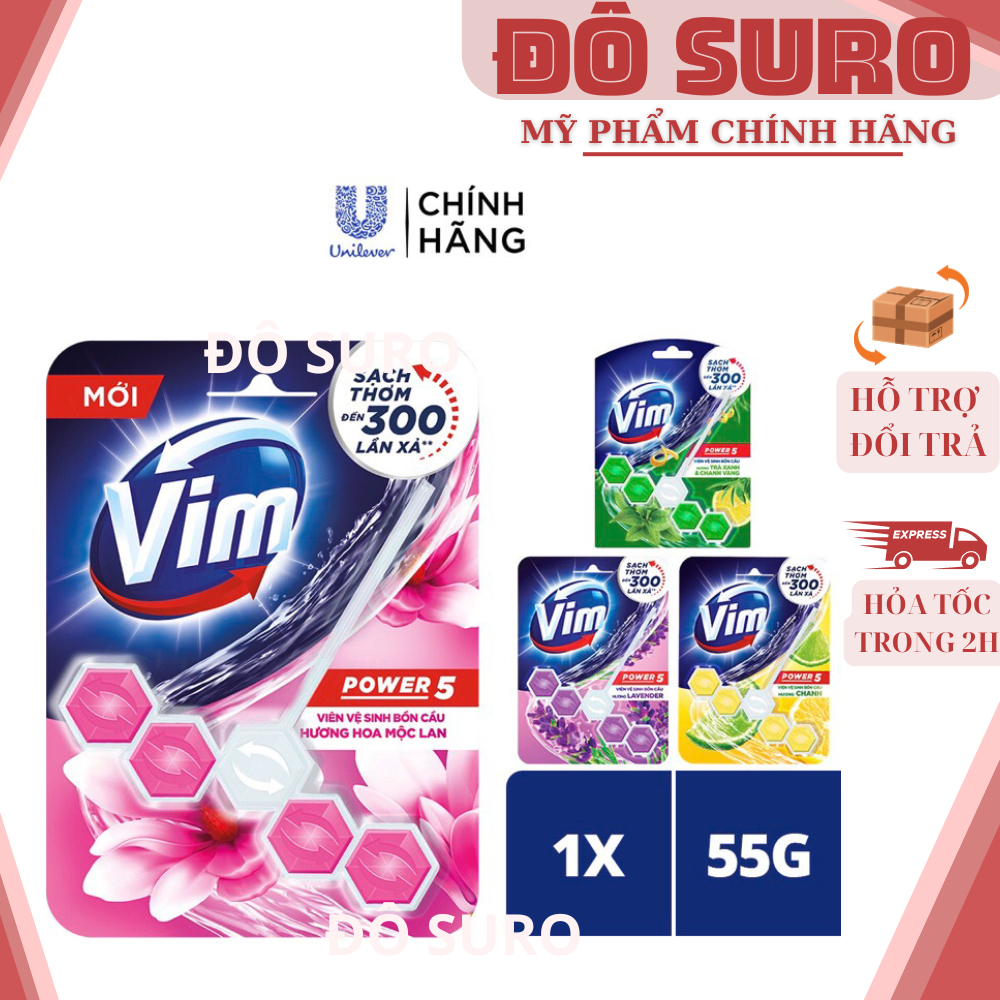 Viên Treo Bồn Cầu VIM POWER 5 sach khuẩn thơm mát 55g/viên