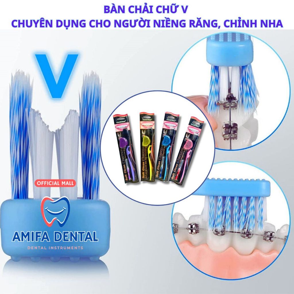 Bàn Chải Chỉnh Nha Chữ V, Bàn Chải Chuyên Dụng Cho Người Niềng Răng, Bàn Chải Niềng Răng