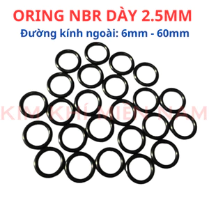 Gioăng Cao Su Oring NBR Dày 2.5mm - OD 6mm đến 60mm - Vòng Đệm Cao Su Chịu Dầu, Chịu Nhiệt, Chịu Áp Lực Cao