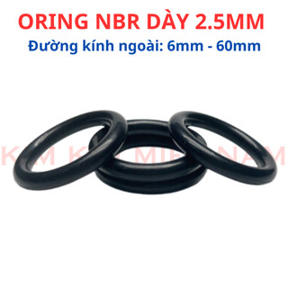 [Túi 10 Sợi] Gioăng Cao Su Oring NBR Dày 2.5mm - OD 6mm đến 60mm - Vòng Đệm Cao Su Chịu Dầu, Chịu Nhiệt, Chịu Áp Lực Cao