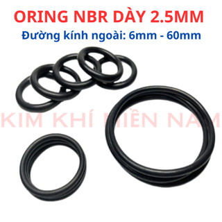 [Túi 10 Sợi] Gioăng Cao Su Oring NBR Dày 2.5mm - OD 6mm đến 60mm - Vòng Đệm Cao Su Chịu Dầu, Chịu Nhiệt, Chịu Áp Lực Cao