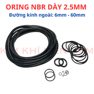 [Túi 10 Sợi] Gioăng Cao Su Oring NBR Dày 2.5mm - OD 6mm đến 60mm - Vòng Đệm Cao Su Chịu Dầu, Chịu Nhiệt, Chịu Áp Lực Cao