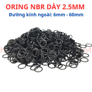 [Túi 10 Sợi] Gioăng Cao Su Oring NBR Dày 2.5mm - OD 6mm đến 60mm - Vòng Đệm Cao Su Chịu Dầu, Chịu Nhiệt, Chịu Áp Lực Cao