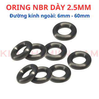 [Túi 10 Sợi] Gioăng Cao Su Oring NBR Dày 2.5mm - OD 6mm đến 60mm - Vòng Đệm Cao Su Chịu Dầu, Chịu Nhiệt, Chịu Áp Lực Cao