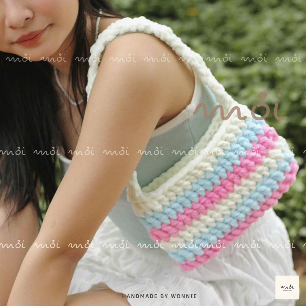 Túi len (có sẵn) - Túi kẹp nách phong cách kẹo ngọt bằng len (shop tự ...