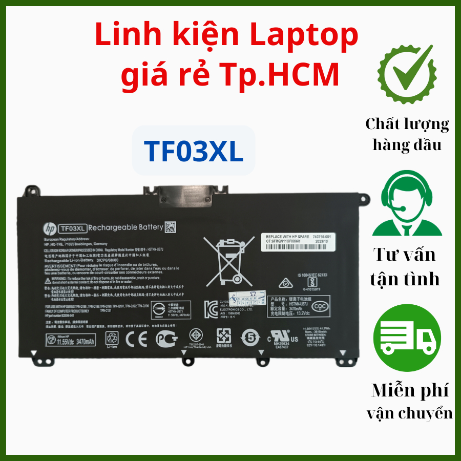 Pin Laptop Hp Pavilion 14-bf bp bk cf df dg, 15-cc cd cf cs ck dw cw ...