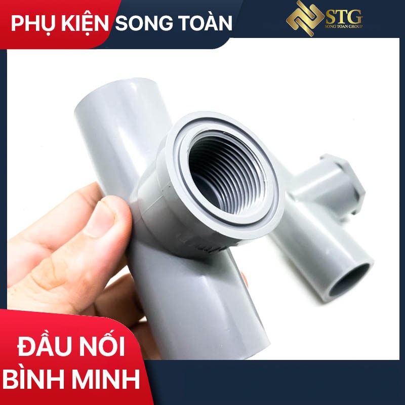 Tê Nối Ống Có Ren Trong Nhựa PVC - 2 Đầu Trơn Dán Ống 21 27 mm + 1 Đầu ...