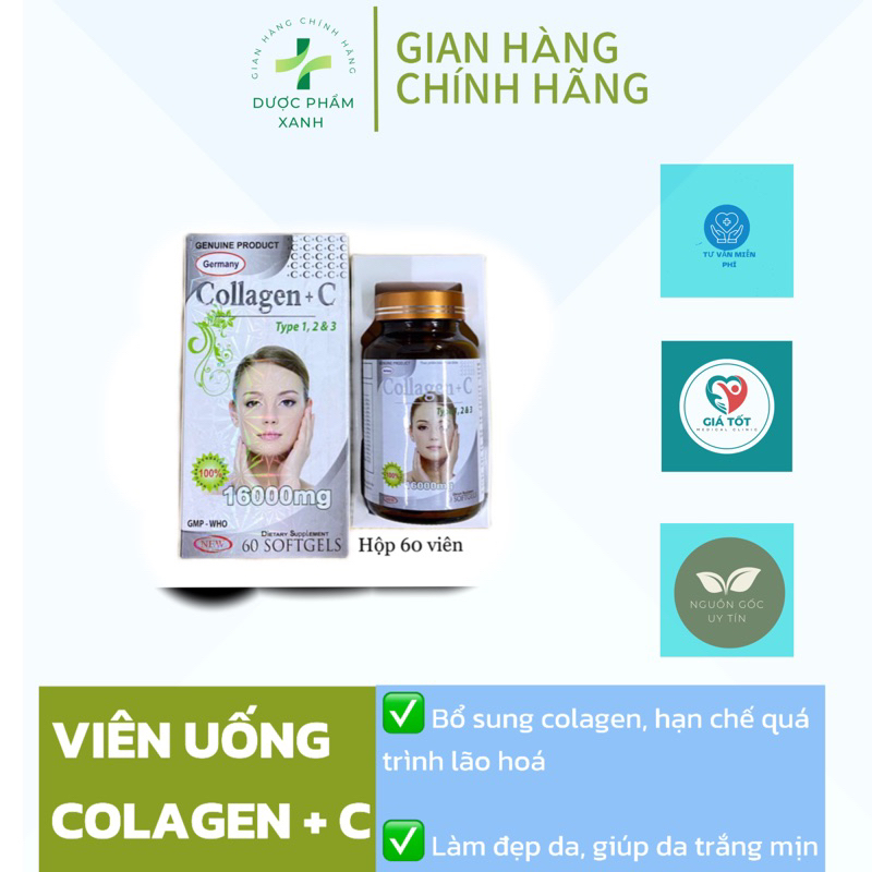 Viên uống Colagen+C, làm đẹp da,chống lão hoá, lọ 60 viên | Shopee Việt Nam