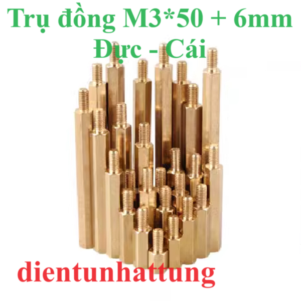 TRỤ ĐỒNG ĐỰC CÁI M3*5 + 6MM ĐẾN M3*50+6MM, TRỤ ĐỒNG LỤC GIÁC 5MM-50MM ...
