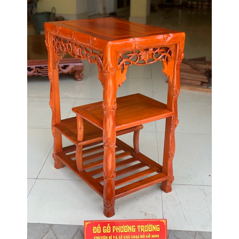 đôn chữ nhật đục trúc 35x50 cao 70 gỗ hương đá
