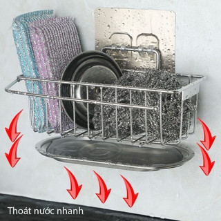 Kệ treo bồn rửa bát,Khay đựng đồ dán tường, Giá treo đồ giẻ rửa chén bát  mẫu mới